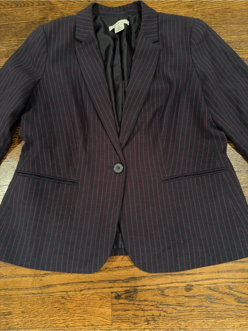 Vintage Liz Claiborne Navy Blazer with Red Pinstripes